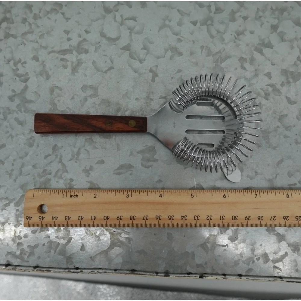 Vintage Hawthorne Cocktail Strainer Stainless Steel Wood‎ Handle Japan Barware